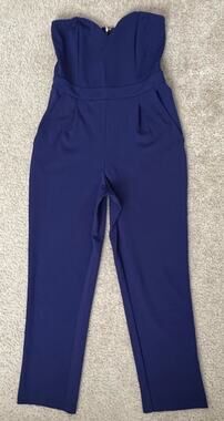 Express Strapless Jumpsuit Womens 6 Blue Wide Leg Formal Cocktail Party